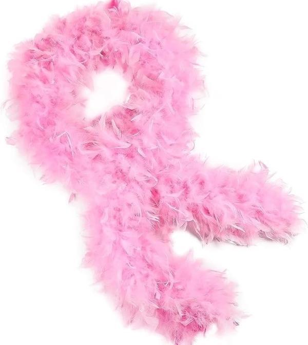 Pembe Renk Kabarık Kalın Otriş Boa Tüy 6 Cm Genişlik 180-200 Cm Uzunluk - Image 1