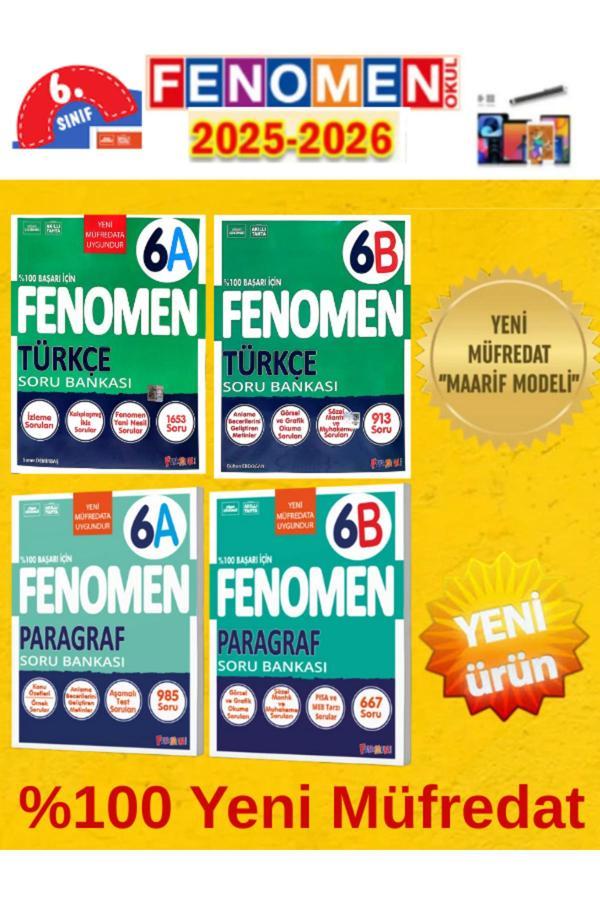 6.Sınıf Türkçe-Paragraf-Fenomen Ab (4 Kitap) %100 Yeni Maarif Müfredat Soru Bankası+Android Kalem - Fenomen Yayıncılık - Image 1