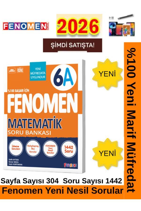 2026 Güncel 6.Sınıf 6A Matematik (1442 Soru)Yeni Müfredat Soru Bankası+Android Kalem - Fenomen Yayıncılık - Image 1