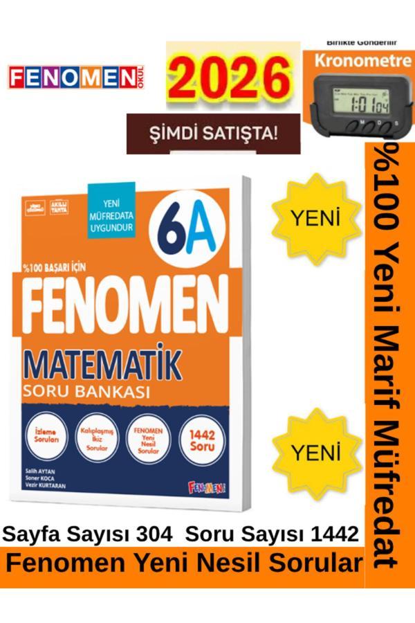 2026 Güncel 6.Sınıf 6A Matematik (1442 Soru)Yeni Müfredat Soru Bankası+Kronometre - Fenomen Yayıncılık - Image 1