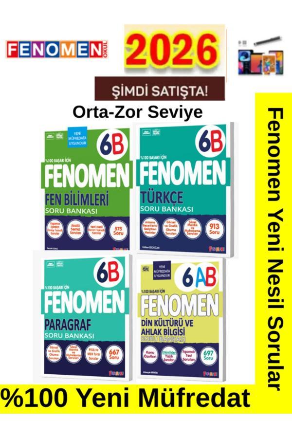 2026 Güncel 6.Sınıf 6B Fen-Türkçe-Paragraf-Dinab Yeni Müfredat Soru Bankası+Android Kalem - Fenomen Yayıncılık - Image 1