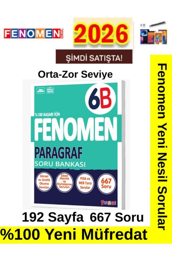 2026 Güncel 6.Sınıf 6B Paragraf (667 Soru)%100 Yeni Müfredat Soru Bankası+Kalem - Fenomen Yayıncılık - Image 1
