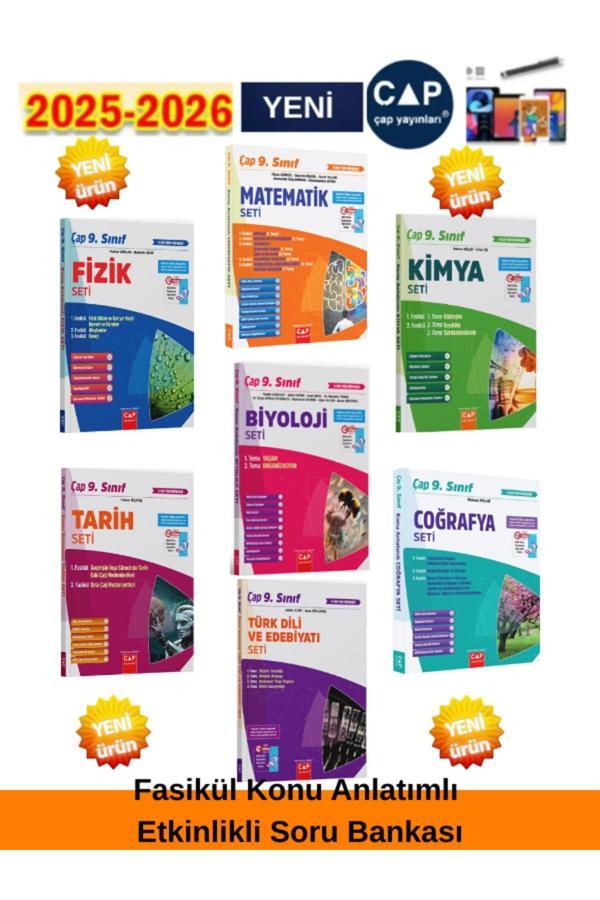 9.Sınıf Mat-Edb-Fizik-Kimya-Biy-Tarih-Coğ %100 Yeni Müfredat Konu Anlatımlı Fasikül(7Kitap)+Kalem - Çap Yayınları - Image 1