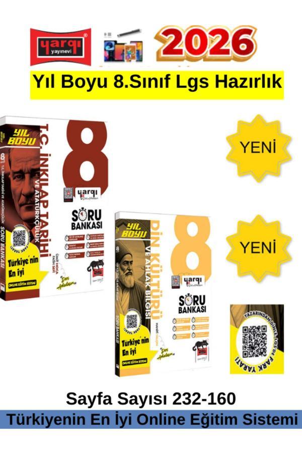 2026 Yıl Boyu 8.Sınıf Lgs Hazırlık İnk.Tarihi-Din Video Çözümlü Soru Bankası Seti+Kalem - Yargı Yayınları - Image 1