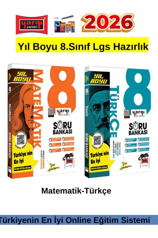 2026 Yıl Boyu 8.Sınıf Lgs Hazırlık Matematik-Türkçe Video Çözümlü Soru Bankası Seti+Kalem - Yargı Yayınları - Image 1