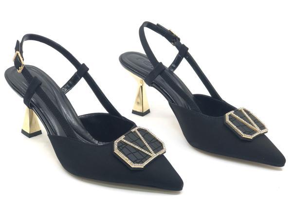 Feles V Toka Detaylı Arkası Açık Stiletto Kadın Topuklu Ayakkabı - Image 1