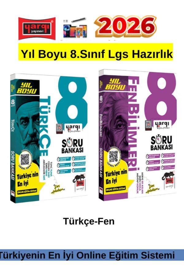 2026 Yıl Boyu 8.Sınıf Lgs Hazırlık Türkçe-Fen Video Çözümlü Soru Bankası Seti+Kalem - Yargı Yayınları - Image 1