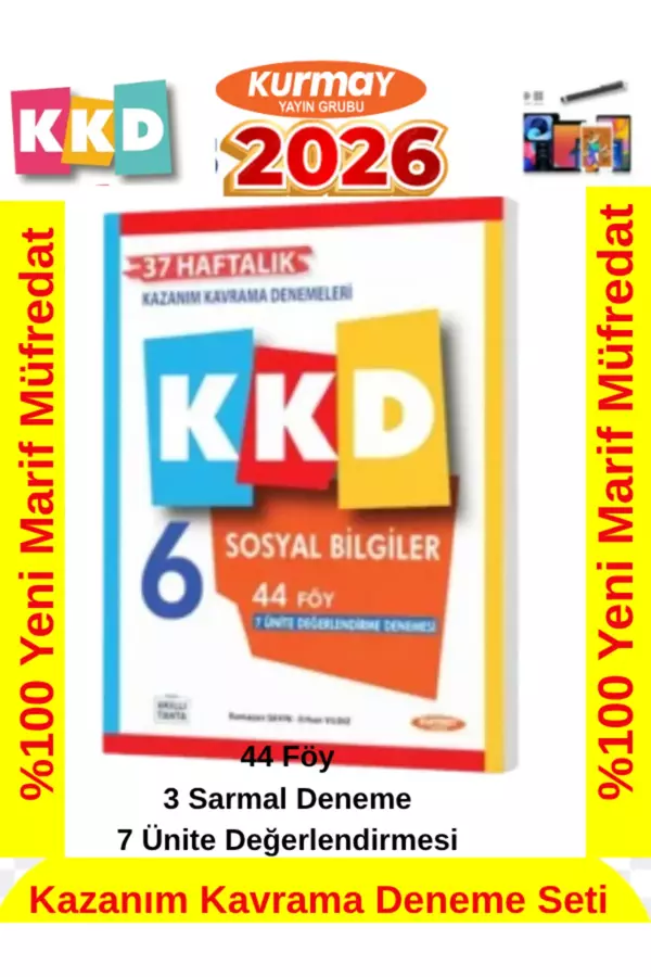 Kurmay 6.Sınıf Sosyal Kkd %100 Yeni Müfredat 37 Haftalık Kazanım Kavrama Deneme Seti+Android Kalem - Fenomen Yayıncılık - Image 1