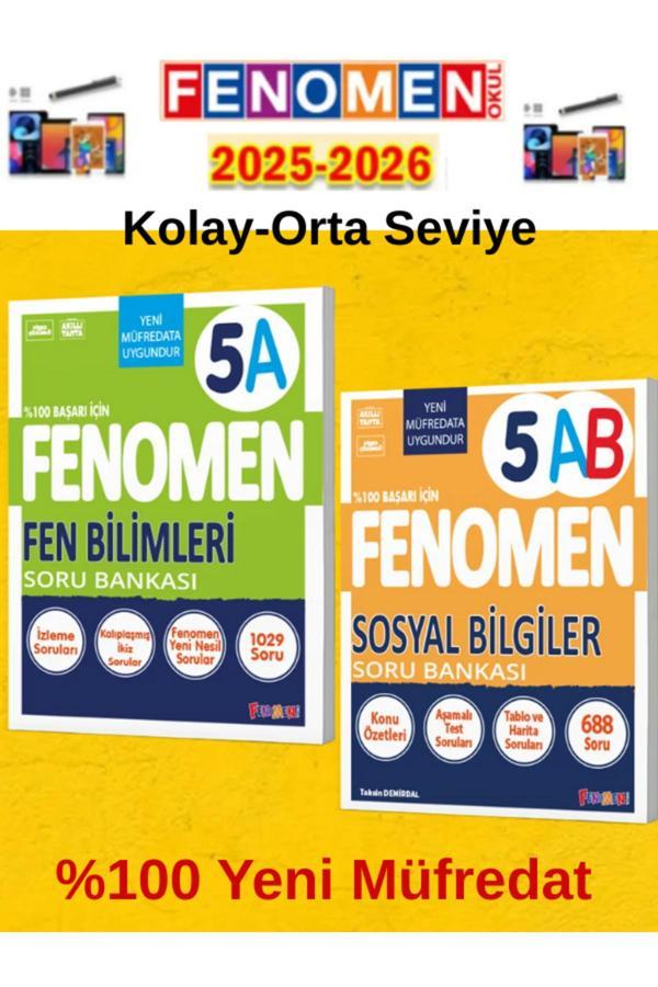5.Sınıf Fen A-Sosyal Bilgiler Ab Fenomen Soru Bankası Seti%100 Yeni Müfredat+Kalem(2 Kitap) - Fenomen Yayıncılık - Image 1