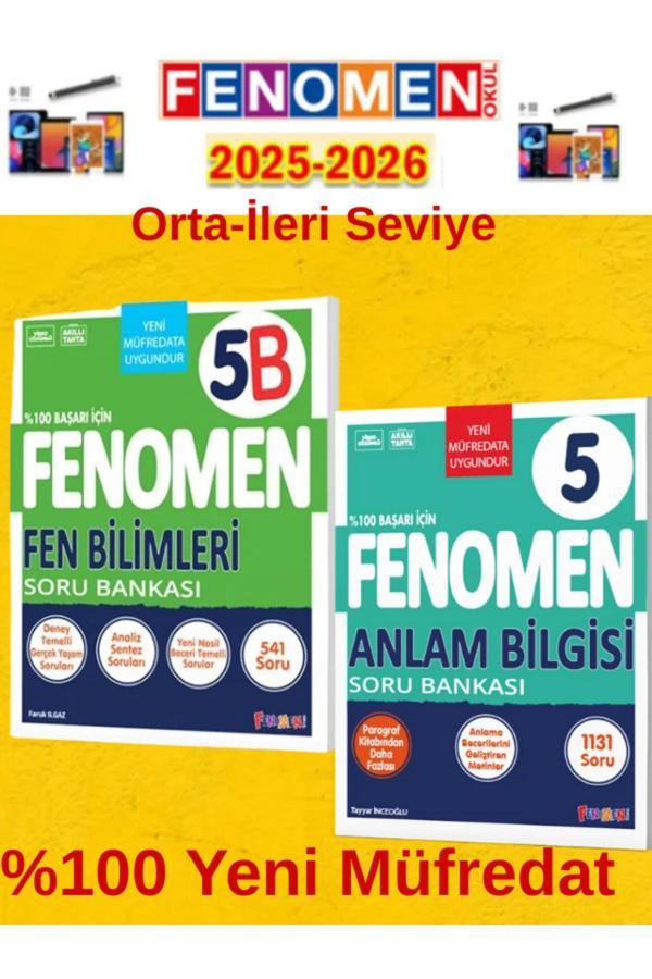 5.Sınıf Fen B-Anlam Bilgisi Fenomen Soru Bankası Seti%100 Yeni Müfredat+Kalem(2 Kitap) - Fenomen Yayıncılık - Image 1