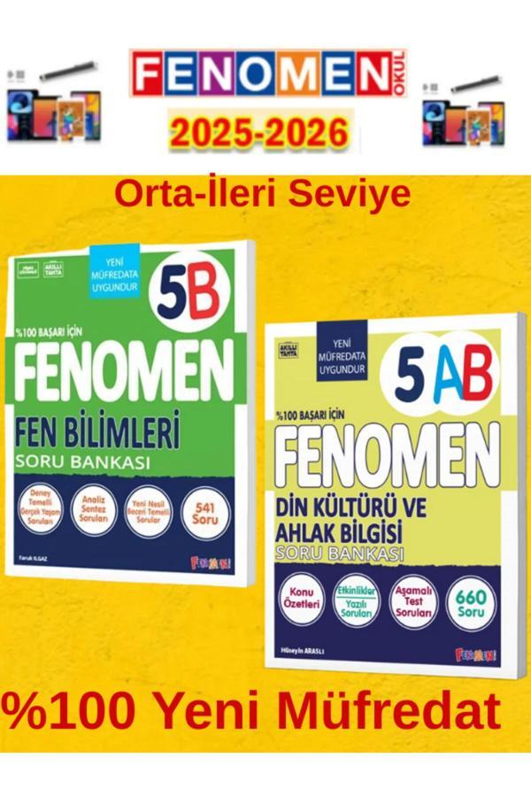 5.Sınıf Fen B-Din Kültürü Ab Fenomen Soru Bankası Seti%100 Yeni Müfredat+Kalem(2 Kitap) - Fenomen Yayıncılık - Image 1