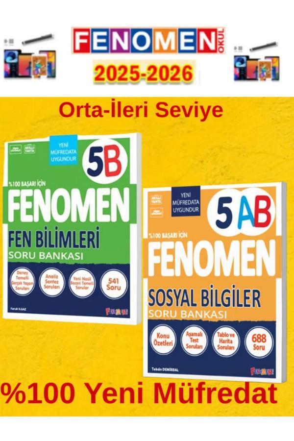 5.Sınıf Fen B-Sosyal Bilgiler Ab Fenomen Soru Bankası Seti%100 Yeni Müfredat+Kalem(2 Kitap) - Fenomen Yayıncılık - Image 1