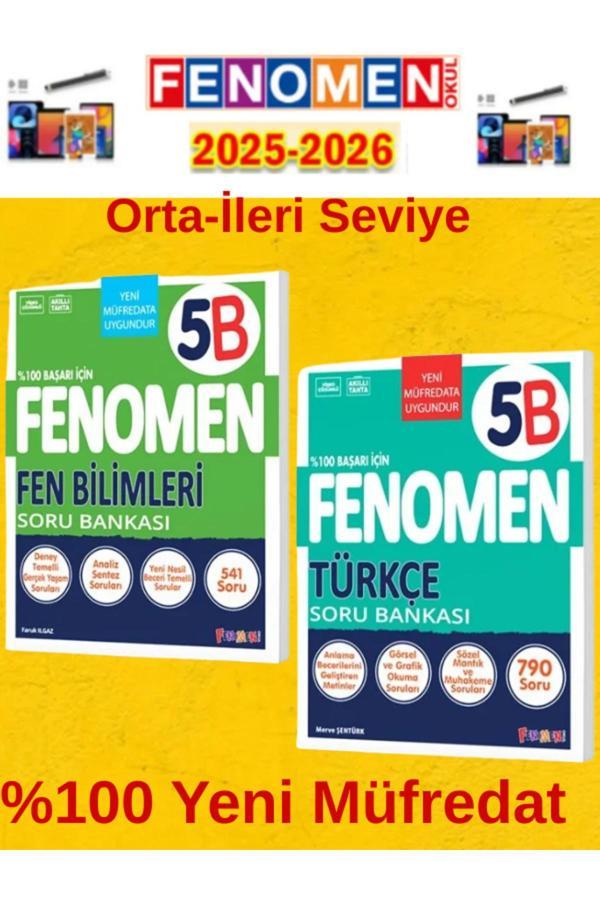 5.Sınıf Fen-Türkçe Fenomen B+Soru Bankası Seti%100 Yeni Müfredat+Kalem(2 Kitap) - Fenomen Yayıncılık - Image 1