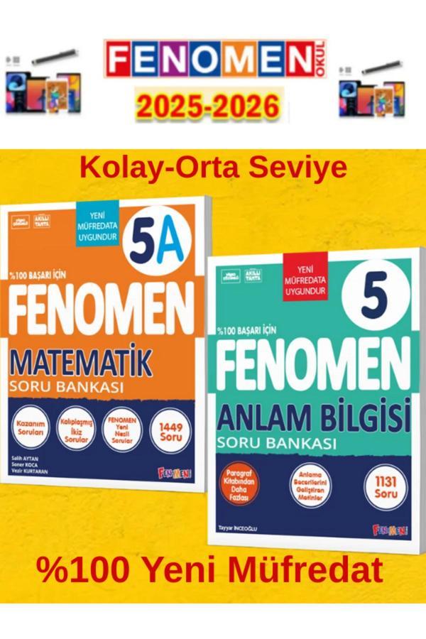 5.Sınıf Matematik A-Anlam Bilgisi Fenomen Soru Bankası Seti%100 Yeni Müfredat+Kalem(2 Kitap) - Fenomen Yayıncılık - Image 1