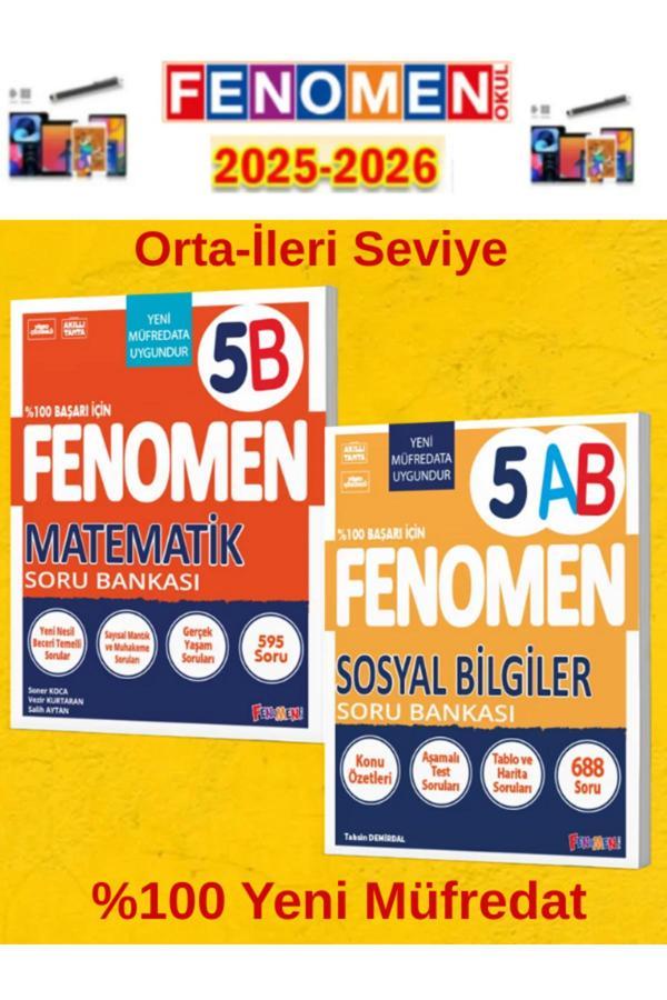 5.Sınıf Matematik B-Sosyal Ab Fenomen Soru Bankası Seti %100 Yeni Müfredat+Kalem(2 Kitap) - Fenomen Yayıncılık - Image 1