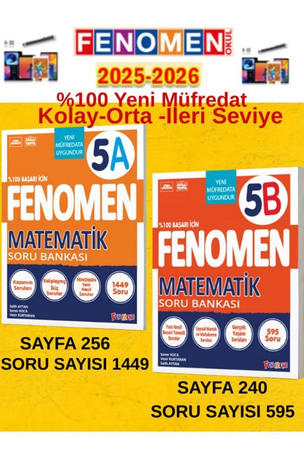5.Sınıf Matematik Fenomen A-B Soru Bankası Seti %100 Yeni Müfredat+Android Kalem(1449-595 Soru) - Fenomen Yayıncılık - Image 1