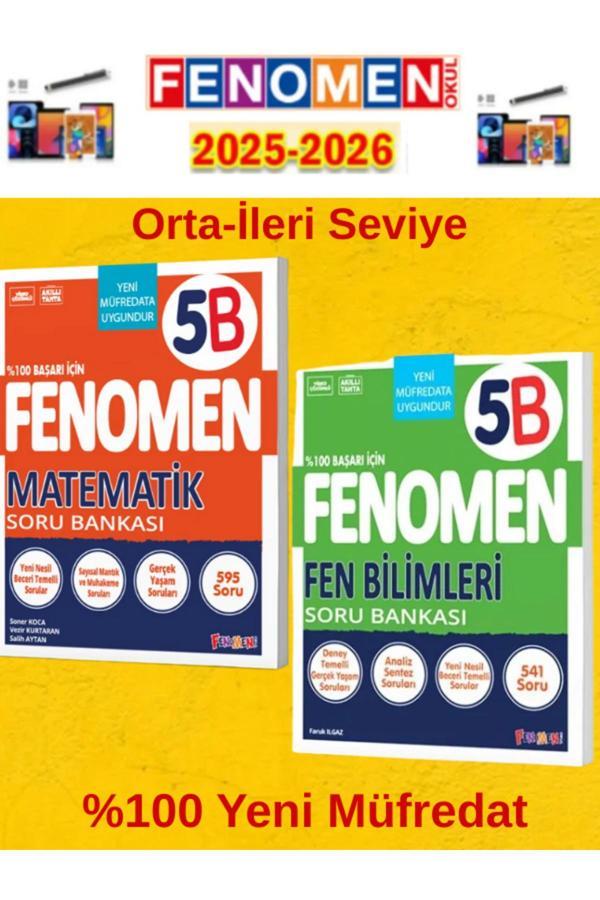 5.Sınıf Matematik-Fen Fenomen B Soru Bankası Seti%100 Yeni Müfredat+Kalem(2 Kitap) - Fenomen Yayıncılık - Image 1