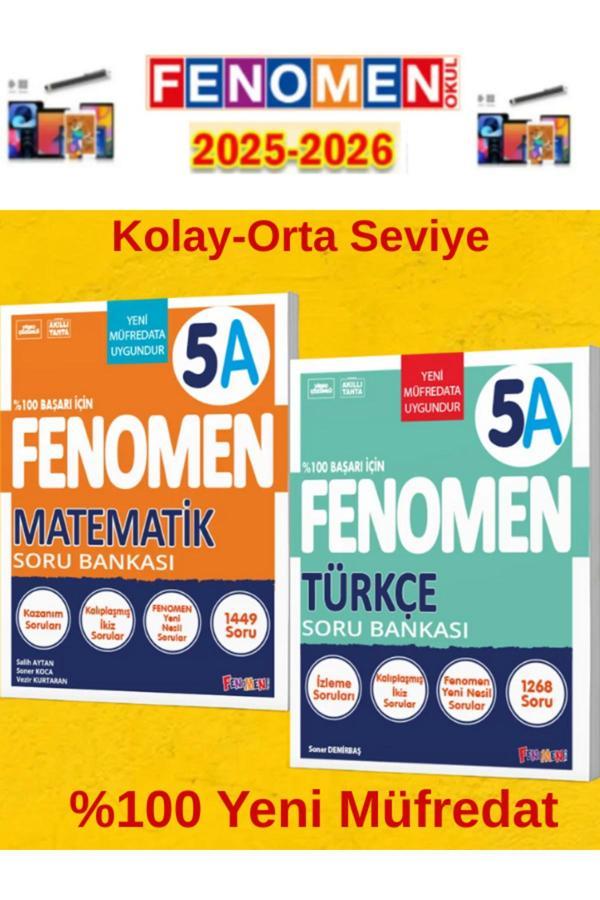 5.Sınıf Matematik-Türkçe Fenomen A Soru Bankası Seti%100 Yeni Müfredat+Kalem(2 Kitap) - Fenomen Yayıncılık - Image 1