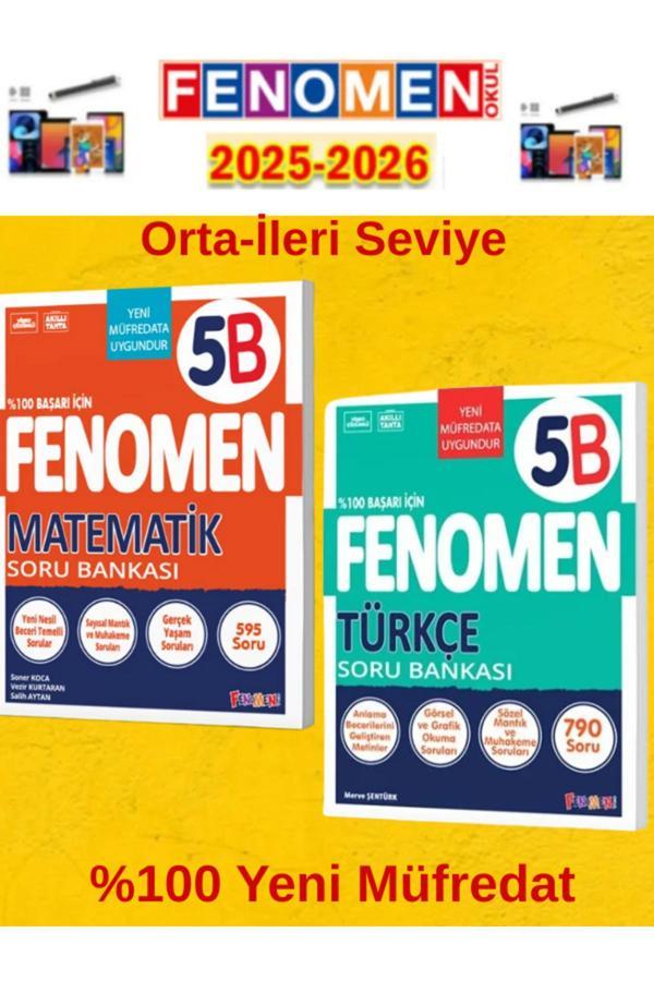 5.Sınıf Matematik-Türkçe Fenomen B Soru Bankası Seti%100 Yeni Müfredat+Kalem(2 Kitap) - Fenomen Yayıncılık - Image 1