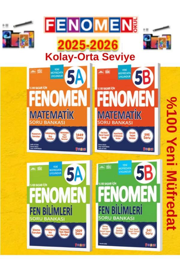 5.Sınıf Mat-Fen- Ab Fenomen Soru Bankası Seti%100 Yeni Müfredat+Kalem(4 Kitap) - Fenomen Yayıncılık - Image 1