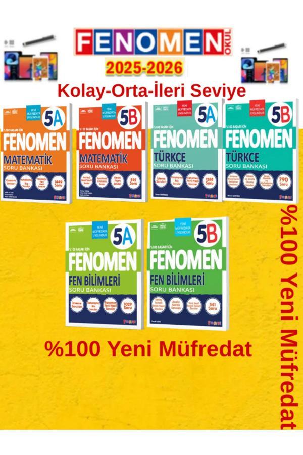 5.Sınıf Mat-Fen-Türkçe Ab Fenomen Soru Bankası Seti%100 Yeni Müfredat+Kalem(6 Kitap) - Fenomen Yayıncılık - Image 1