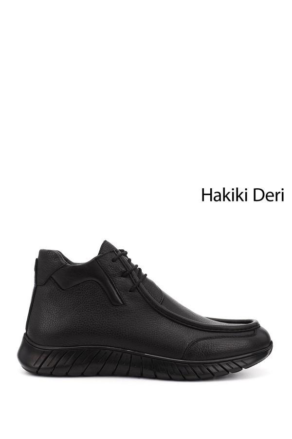 Erkek Siyah Fermuarlı Hakiki Deri Outdoor Bot - Image 1