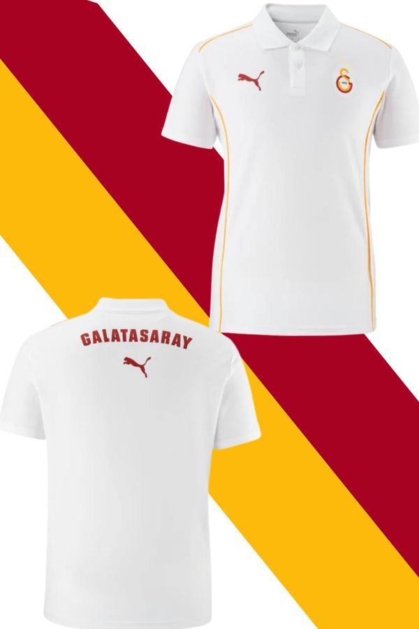 Galatasaray Orijinal Lisanslı A-Takım Polo Yaka Beyaz T-Shirt - Image 1
