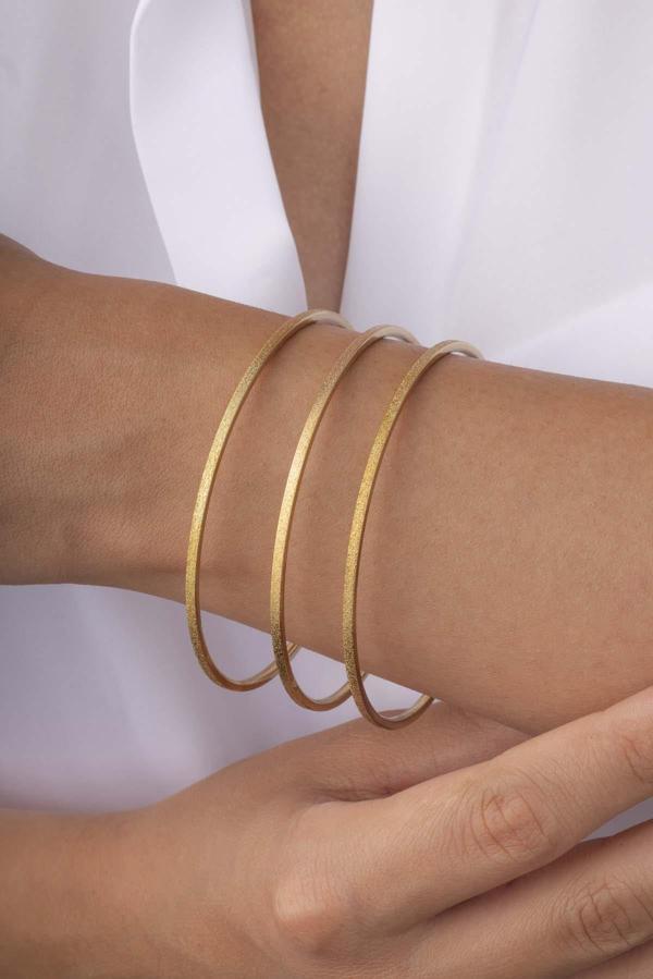 Gümüş Pazarım Mat Görünüm Üçlü Ajda Kadın Çelik Bilezik  - Image 1