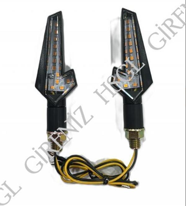 HSGL Motosiklet LED Sinyal Sarı Işık Takım Siyah 1047 E Belgeli - Image 1