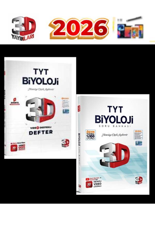 3D Yayınları 2025-2026 Tyt Biyoloji Video Çözümlü Soru Bankası +Konu Anlatımlı Defter - 3D Yayınları - Image 1