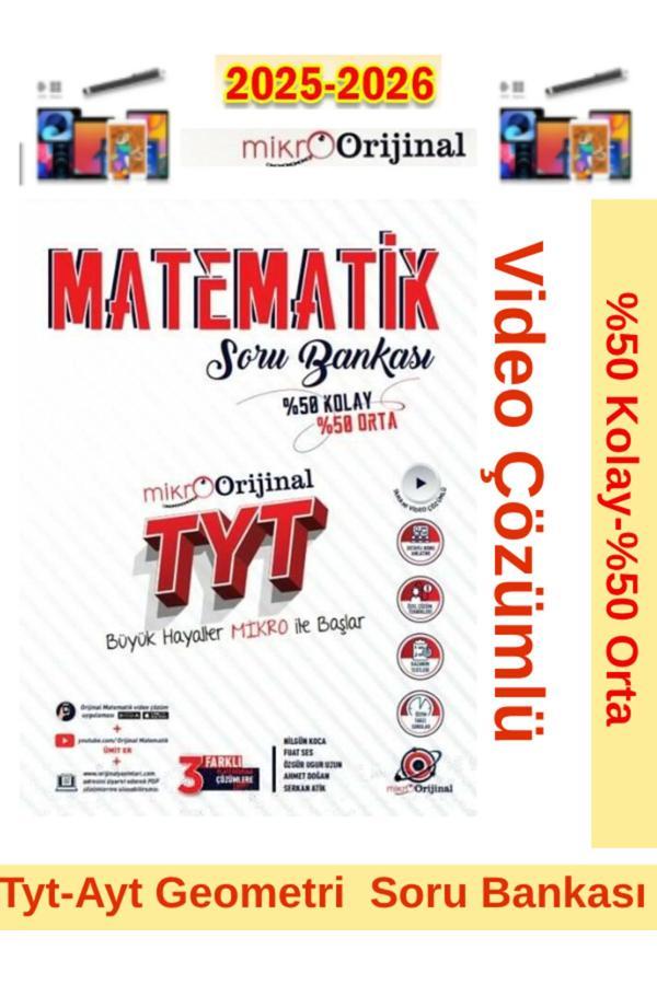 2025-2026 Mikro Orijinal Tyt Matematik %50 Kolay-%50 Orta Soru Bankası - Orijinal Yayınları - Image 1