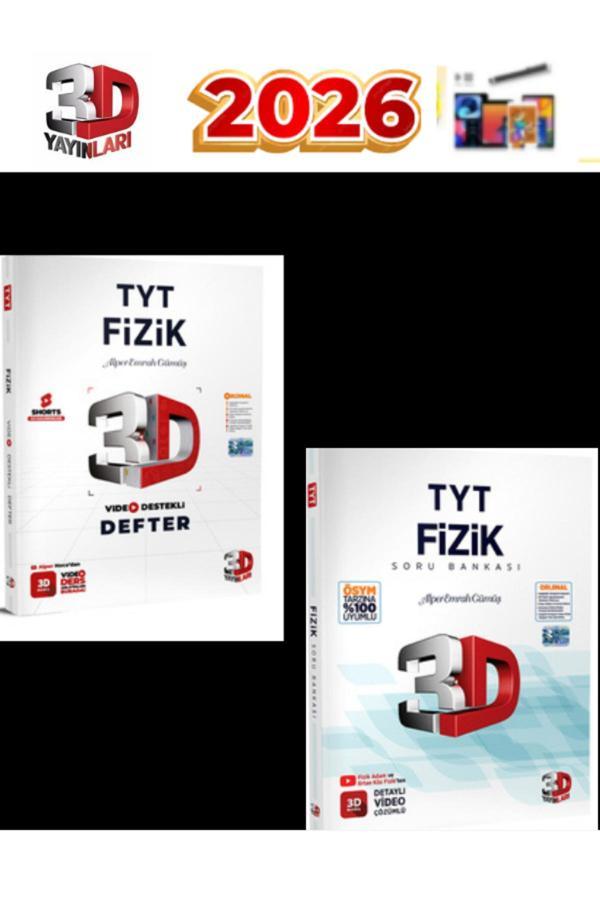 3D Yayınları 2025-2026 Tyt Fizik Video Çözümlü Soru Bankası +Konu Anlatımlı Defter - 3D Yayınları - Image 1