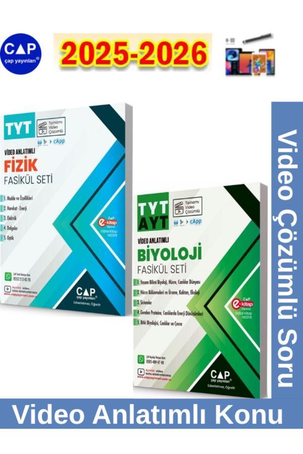 2025-2026 Müfredat Tyt Fizik-Tyt Ayt Biyoloji Video Anlatımlı-Video Çözümlü Fasikül Seti+Kalem - Çap Yayınları - Image 1