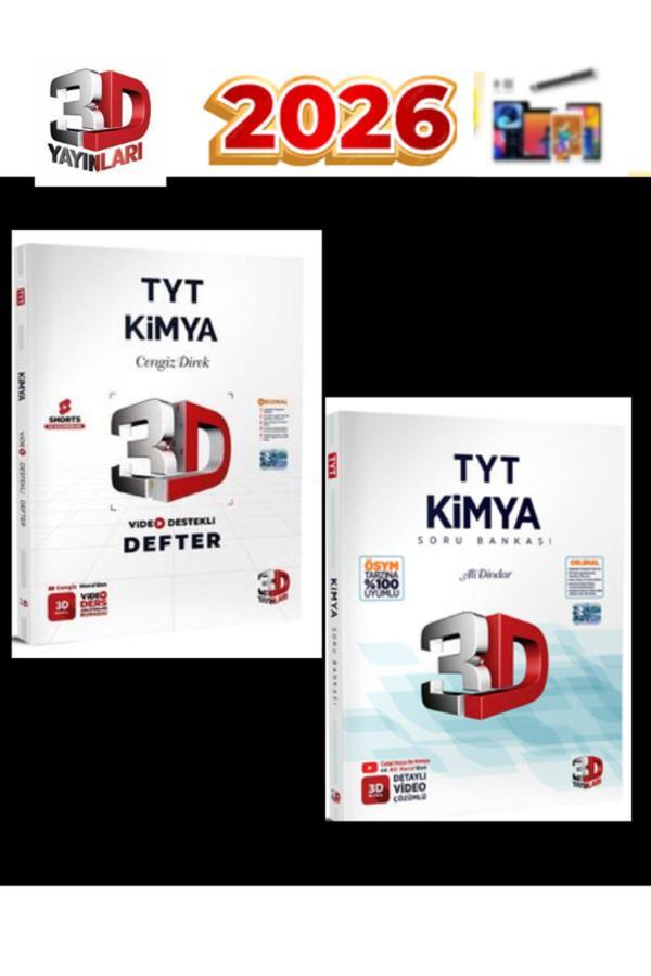 3D Yayınları 2025-2026 Tyt Kimya Video Çözümlü Soru Bankası +Konu Anlatımlı Defter - 3D Yayınları - Image 1