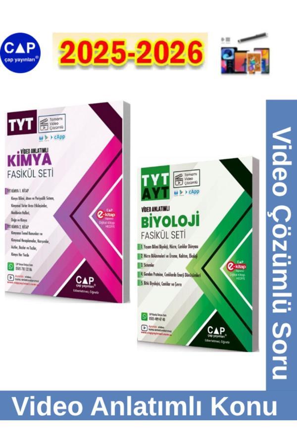 2025-2026 Müfredat Tyt Kimya-Tyt Ayt Biyoloji Video Anlatımlı-Video Çözümlü Fasikül Seti+Kalem - Çap Yayınları - Image 1