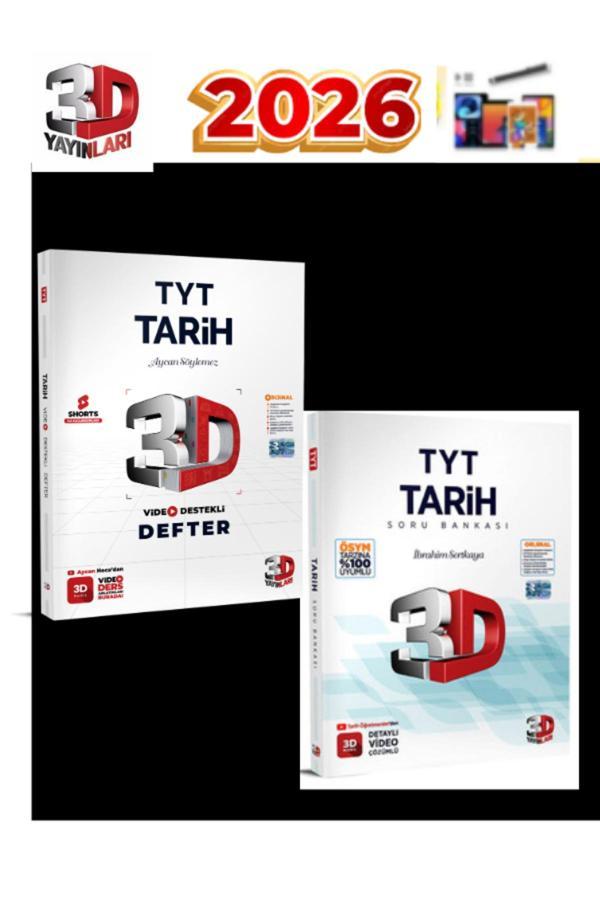 3D Yayınları 2025-2026 Tyt Tarih Video Çözümlü Soru Bankası +Konu Anlatımlı Defter - 3D Yayınları - Image 1