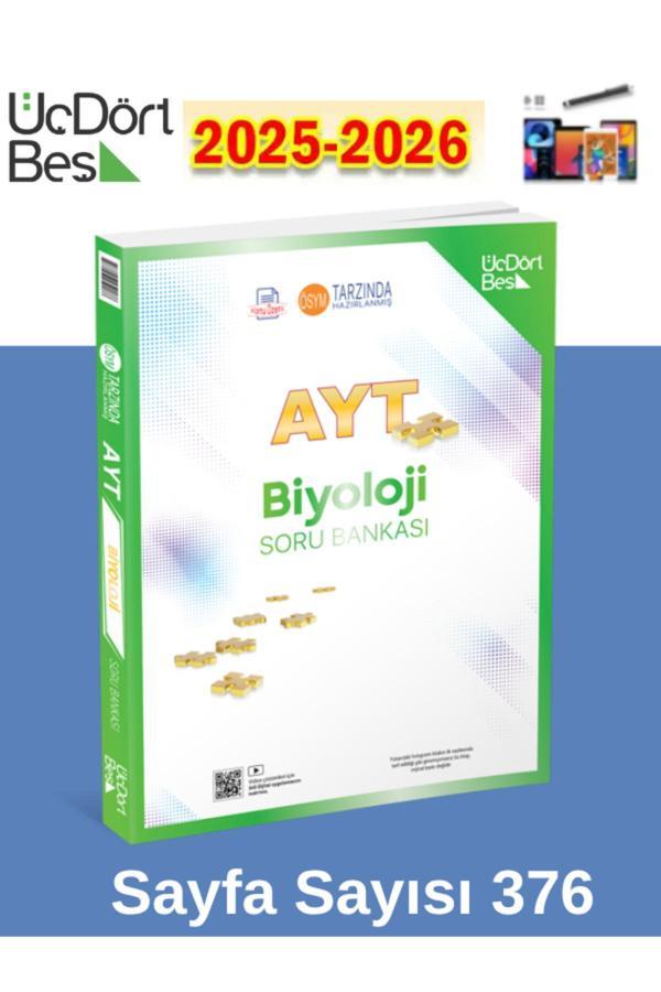 2026 345 - Ayt Biyoloji Soru Bankası- Güncel Baskı+Dokunmatik Kalem - Üç Dört Beş Yayınları - Image 1