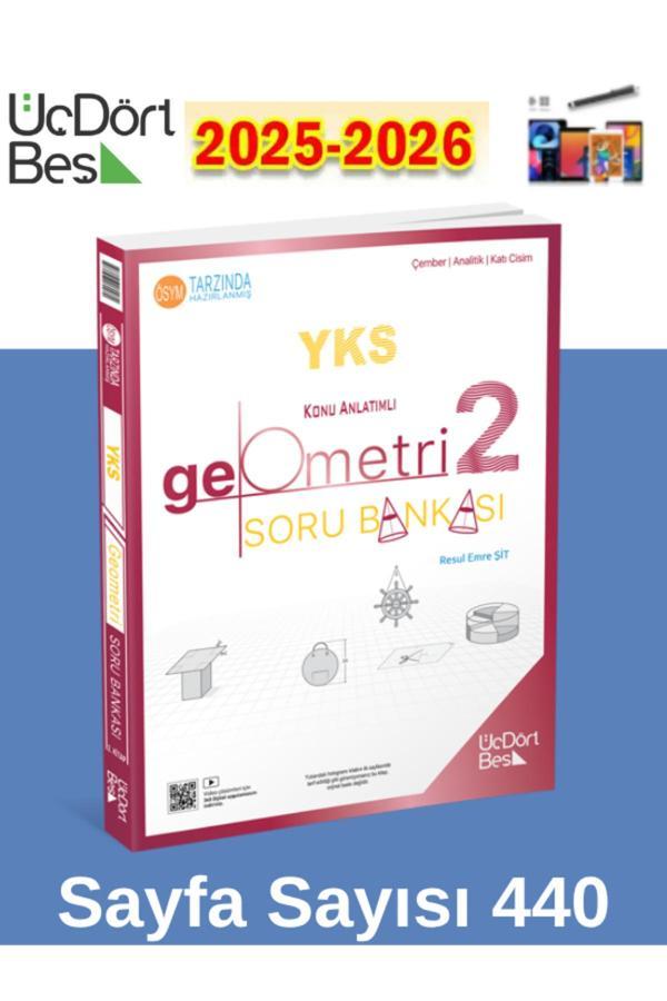 2026 345 - Yks Geometri 2 Soru Bankası - Güncel Baskı+Dokunmatik Kalem - Üç Dört Beş Yayınları - Image 1
