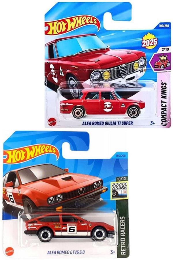 2 Araç Set - Hot Wheels Alfa Romeo Giulia TI Super & Hot Wheels Alfa Romeo Gtv6 3.0 (1/64) - Image 1