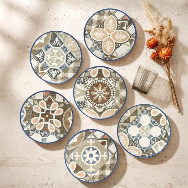 Güral Porselen Camelia 6 Parça 20 Cm Pasta Takımı Harmoni - Kahve 4287 - Image 1