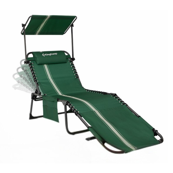 KingCamp Magnolia B10 Plus Hands-Free Premium 7 Kademeli Katlanır Şezlong Green/White - Image 1