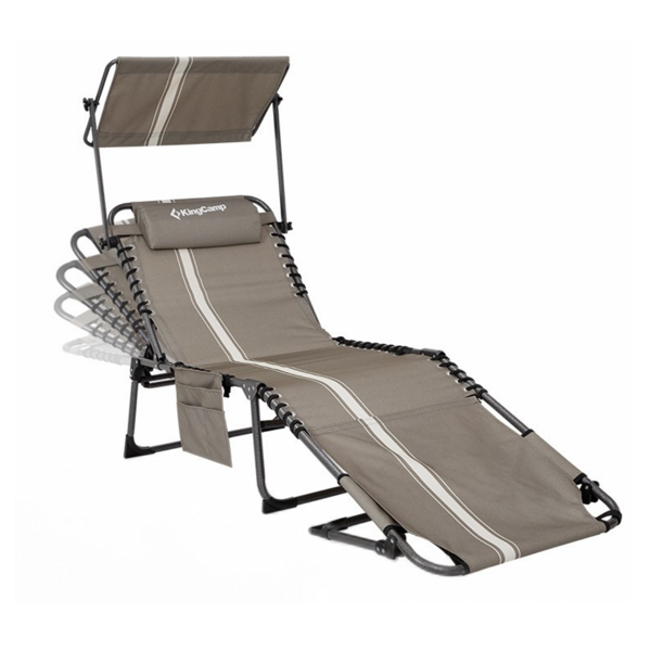 KingCamp Magnolia B10 Plus Hands-Free Premium 7 Kademeli Katlanır Şezlong Grey/White - Image 1