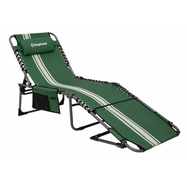 KingCamp Magnolia B10 Hands-Free Premium 7 Kademeli Katlanır Şezlong Green/Wht - Image 1