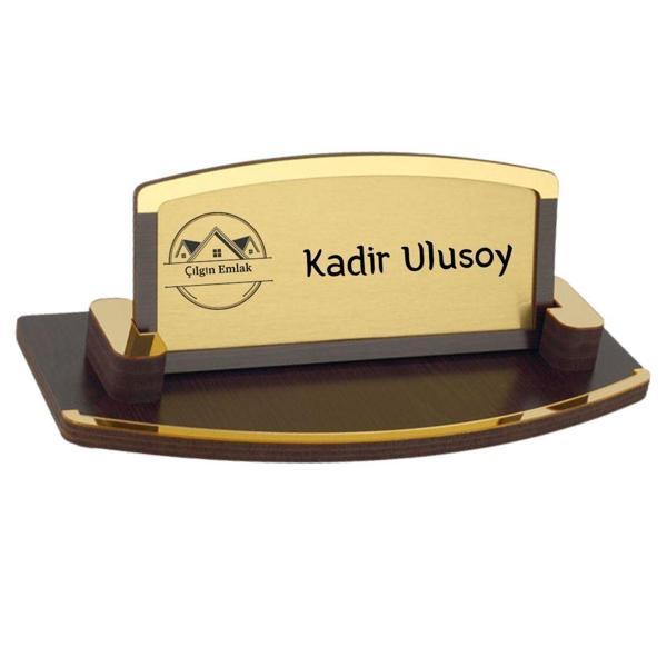 Kişiye Özel Logolu Kurumsal Masa İsimliği – Ahşap Şık Tasarım - Image 1