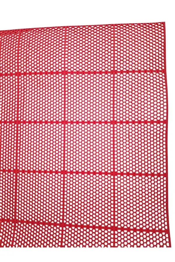 PVC KARE PASPAS 120 X 250 CM KIRMIZI BANYO KAYMAZ YER ZEMİN MATI - Image 1