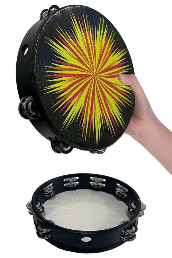 Midex TF-30BK Çift Sıra 8 Zilli Siyah Derili Tef Tamburin (25.5 cm) - Image 1