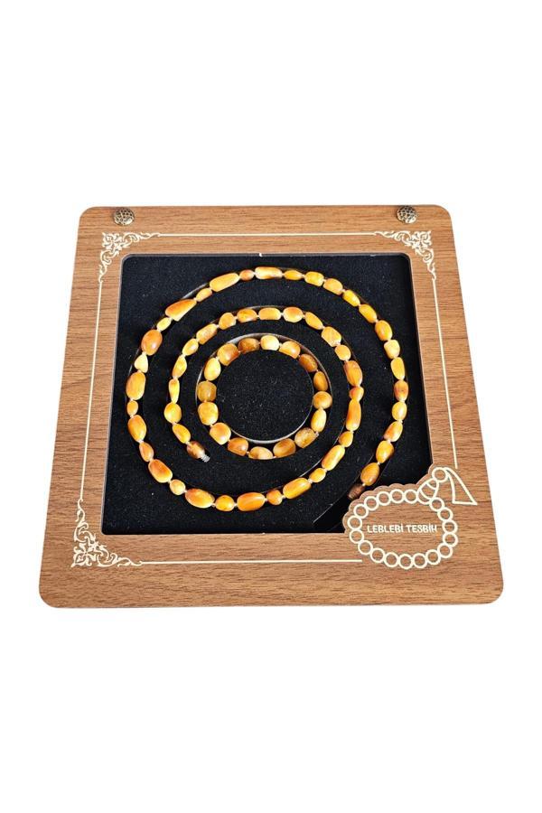 Leblebi Tesbih Damla Kehribar Kolye - Bileklik Set Lt1348 - Image 1