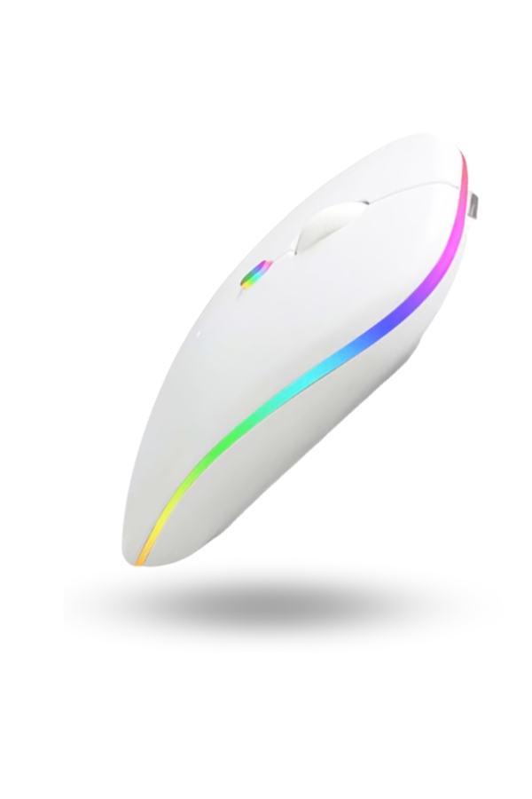 Büro Ev Ofis Bilgisayarı için Rgb Beyaz Şarjlı Kablosuz Mouse - Image 1