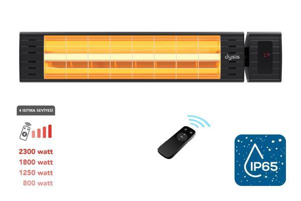 Art Plus Karbon Serisi IP65 Suya-Toza Dayanıklı 2300 W Siyah Uzaktan Kumandalı İç/Dış Mekan Isıtıcı - Image 1