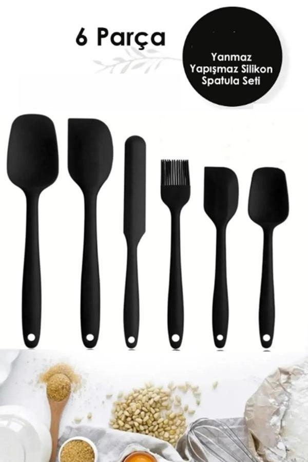 Lumisa Home 6Lı Takım Yanmaz Yapışmaz Mutfak Pasta Slikon Yumurta Fırçası Kaşık Bıçak Spatula Seti - Image 1